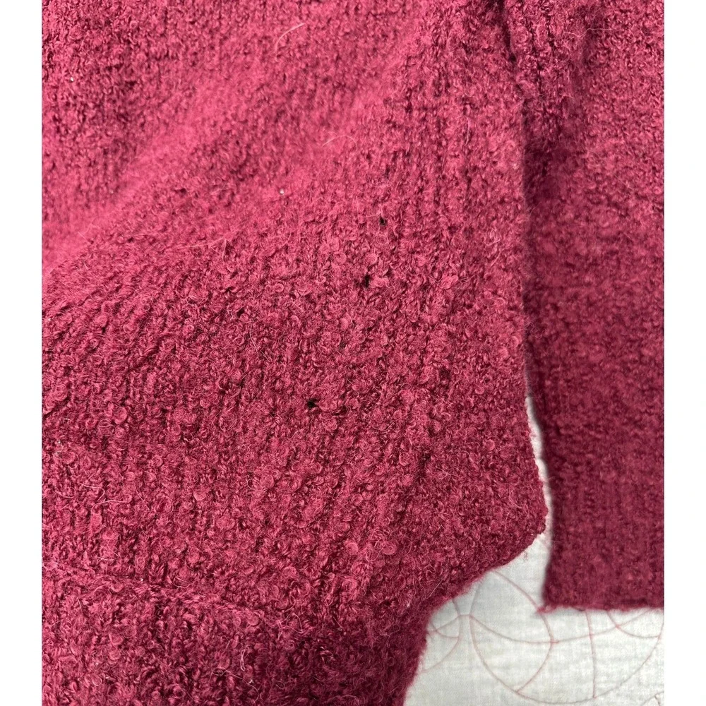 Free People Songbird Sweater Burgundy Alpaca V-Neck Boucle / Women's Small
